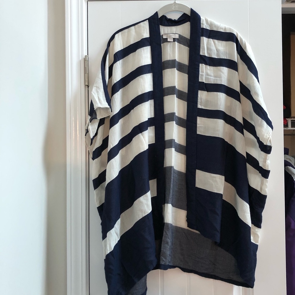 Loft Navy/Cream Striped Kimono - Size XS/S - NWOT